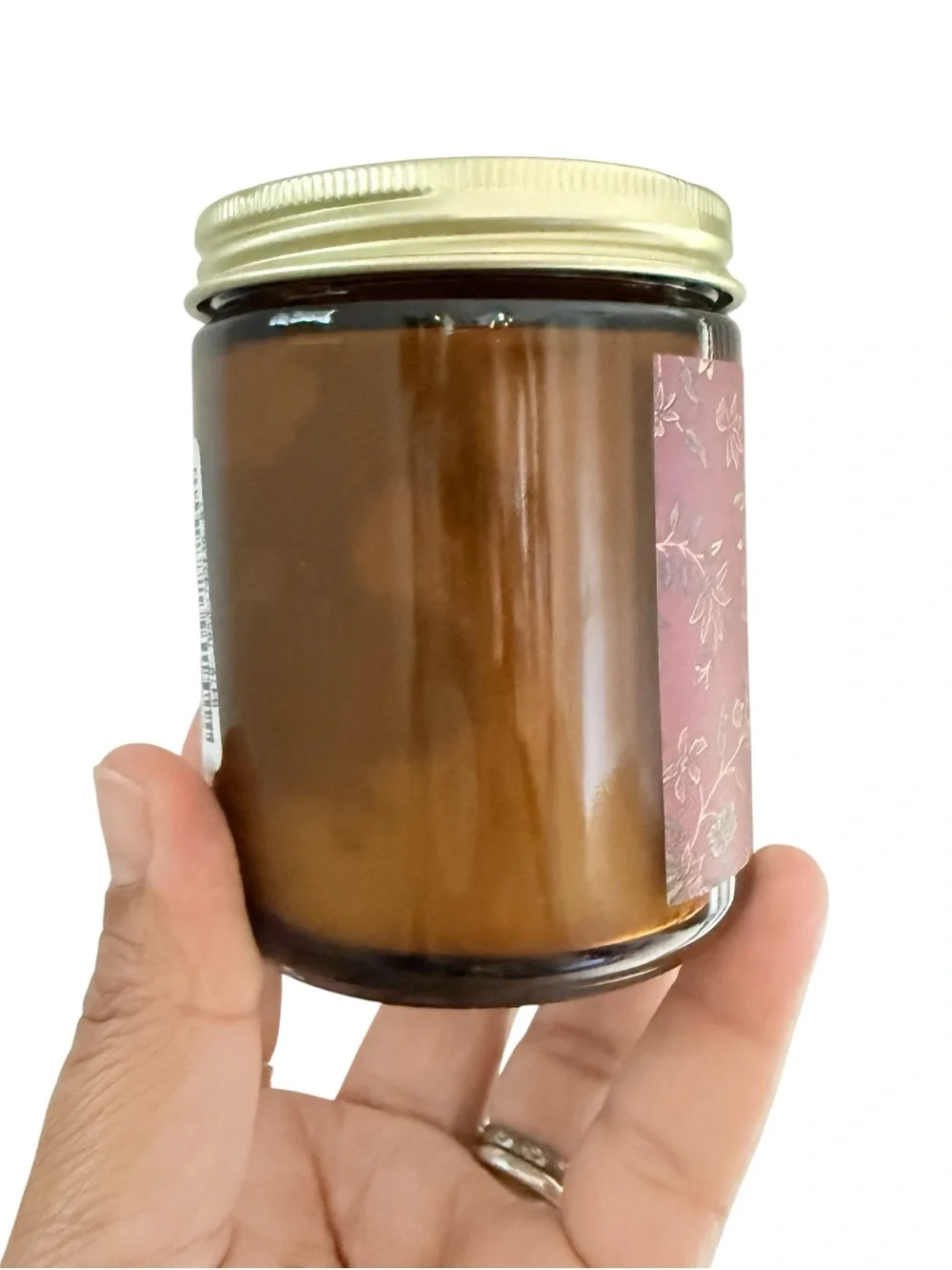 Leoben Company Amber & Apple Scented Candle — Pink Floral Label